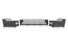 Load image into Gallery viewer, Black Wicker Outdoor Sofa with Armchairs - 6 Seat
