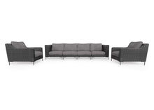 Load image into Gallery viewer, Black Wicker Outdoor Sofa with Armchairs - 6 Seat
