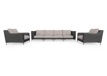 Load image into Gallery viewer, Black Wicker Outdoor Sofa with Armchairs - 6 Seat
