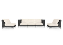 Load image into Gallery viewer, Black Wicker Outdoor Sofa with Armless Chairs - 5 Seat
