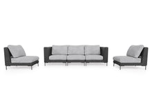 Load image into Gallery viewer, Black Wicker Outdoor Sofa with Armless Chairs - 5 Seat
