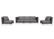Load image into Gallery viewer, Black Wicker Outdoor Sofa with Armless Chairs - 5 Seat
