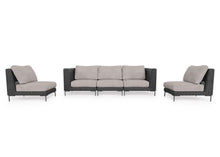 Load image into Gallery viewer, Black Wicker Outdoor Sofa with Armless Chairs - 5 Seat
