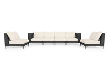 Load image into Gallery viewer, Black Wicker Outdoor Sofa with Armless Chairs - 6 Seat
