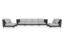 Load image into Gallery viewer, Black Wicker Outdoor Sofa with Armless Chairs - 6 Seat
