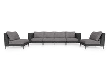 Load image into Gallery viewer, Black Wicker Outdoor Sofa with Armless Chairs - 6 Seat
