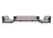 Load image into Gallery viewer, Black Wicker Outdoor Sofa with Armless Chairs - 6 Seat
