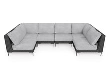 Load image into Gallery viewer, Black Wicker Outdoor U Sectional - 6 Seat
