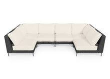 Load image into Gallery viewer, Black Wicker Outdoor U Sectional - 6 Seat
