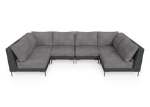 Load image into Gallery viewer, Black Wicker Outdoor U Sectional - 6 Seat
