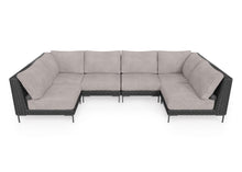 Load image into Gallery viewer, Black Wicker Outdoor U Sectional - 6 Seat

