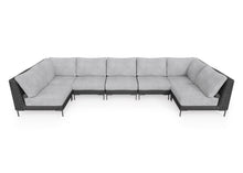 Load image into Gallery viewer, Black Wicker Outdoor U Sectional - 7 Seat
