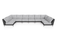 Load image into Gallery viewer, Black Wicker Outdoor U Sectional - 8 Seat
