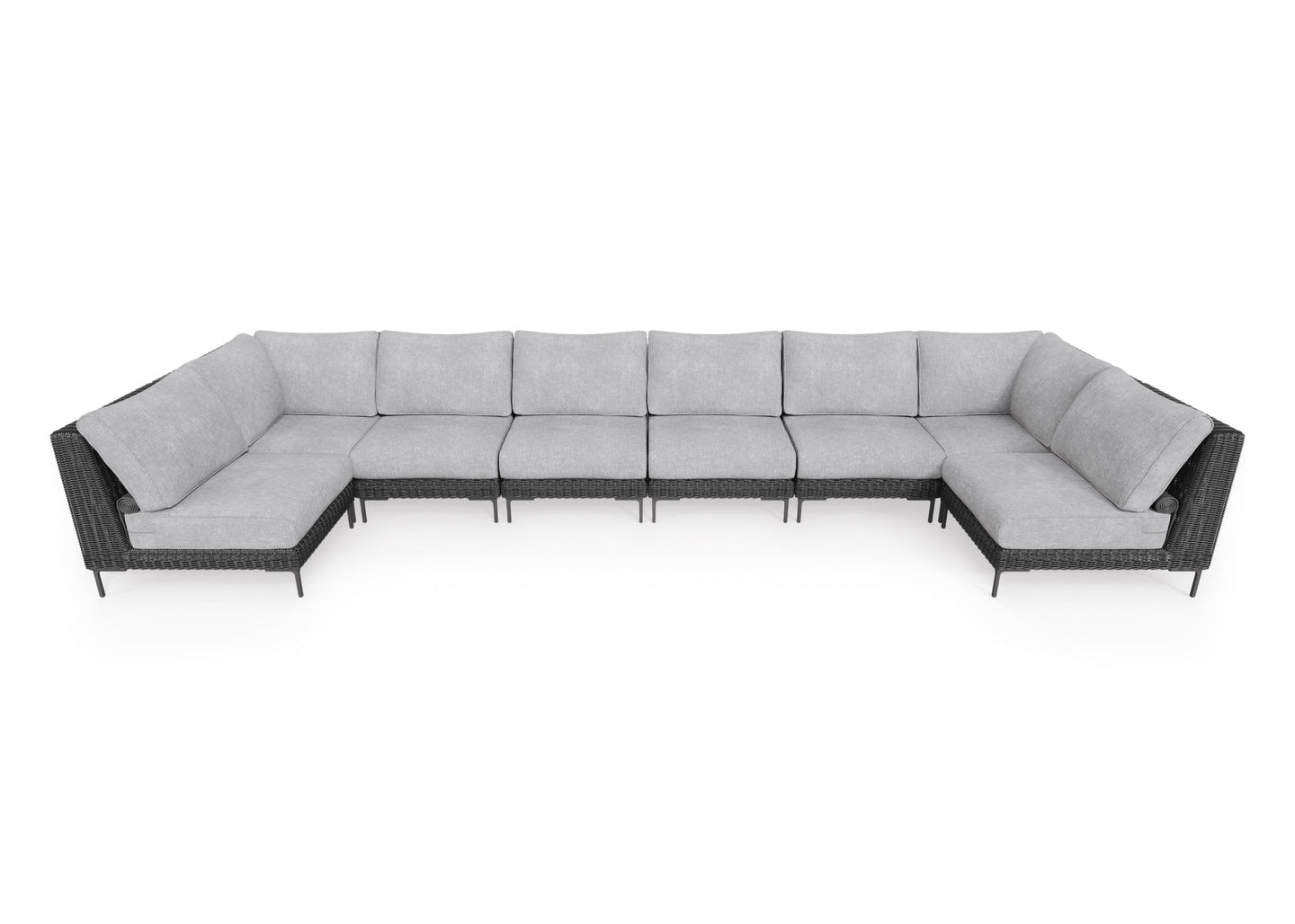 Black Wicker Outdoor U Sectional - 8 Seat