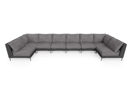 Black Wicker Outdoor U Sectional - 8 Seat