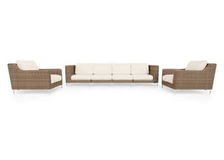Brown Wicker Outdoor Sofa with Armchairs - 6 Seat