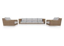 Load image into Gallery viewer, Brown Wicker Outdoor Sofa with Armchairs - 6 Seat
