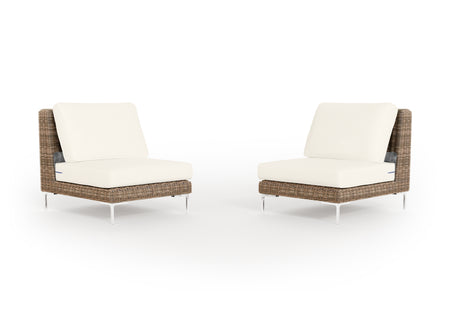 Brown Wicker Outdoor Armless Chair Conversation Set