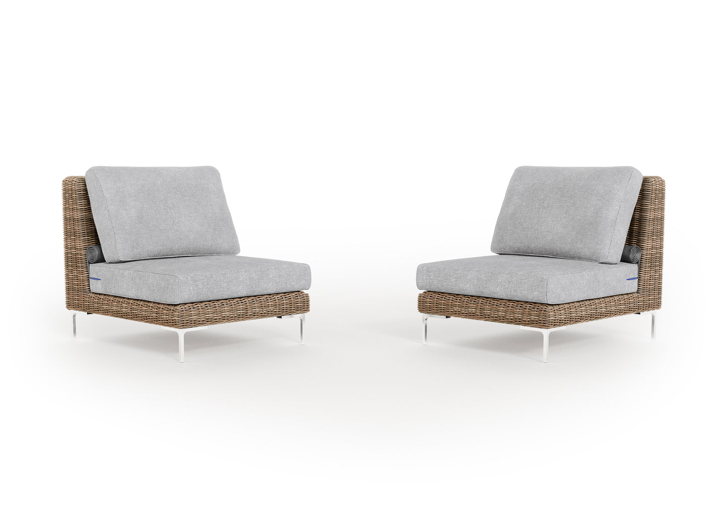 Brown Wicker Outdoor Armless Chair Conversation Set