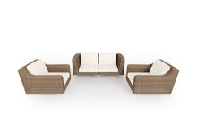 Load image into Gallery viewer, Brown Wicker Outdoor Loveseat with Armchairs - 4 Seat
