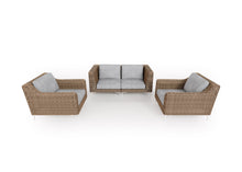 Load image into Gallery viewer, Brown Wicker Outdoor Loveseat with Armchairs - 4 Seat
