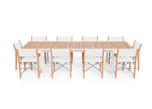 Load image into Gallery viewer, Teak &amp; Aluminium Outdoor Expandable Dining Table &amp; 10 Director&#39;s Chairs

